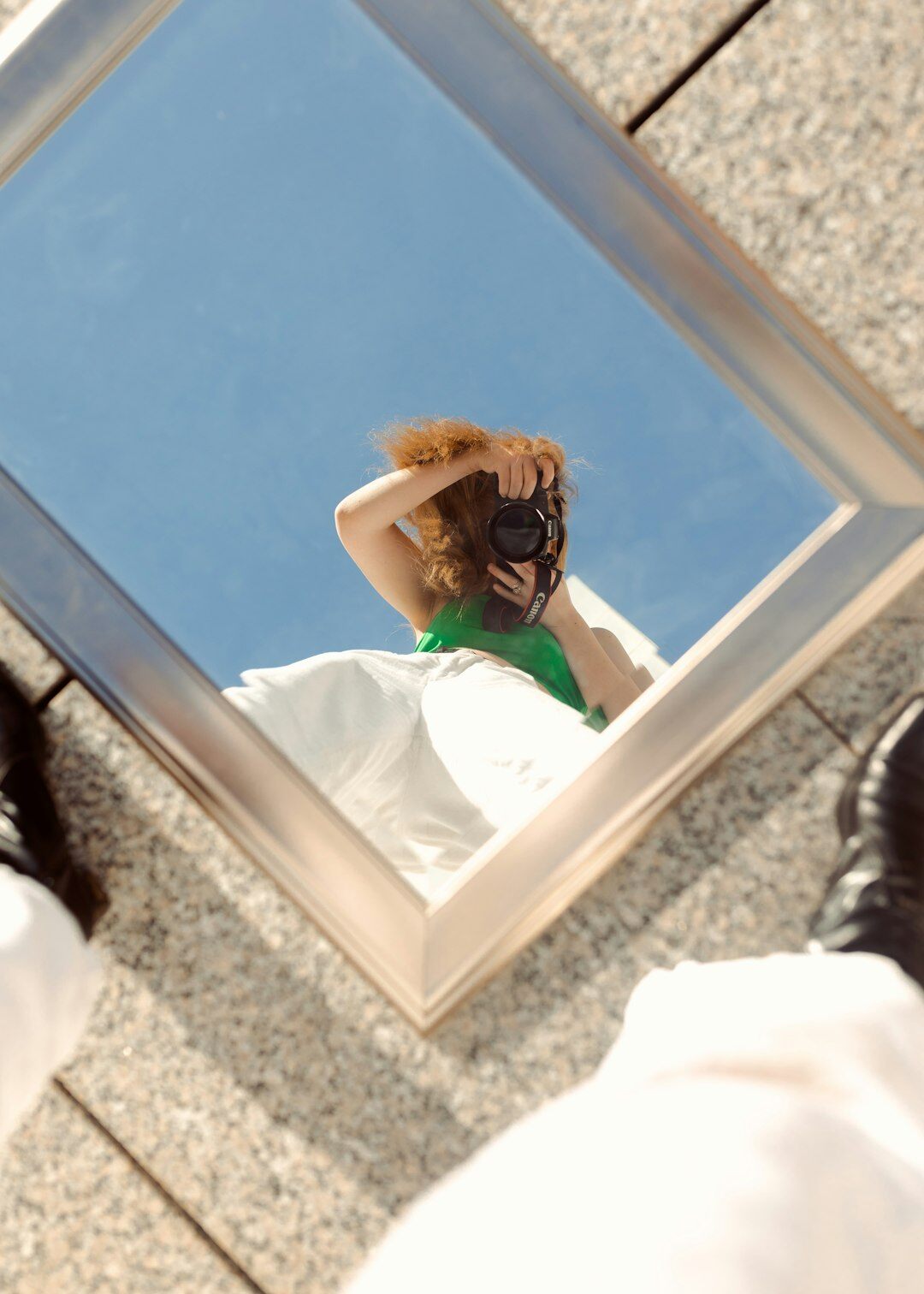 person practicing speech in mirror